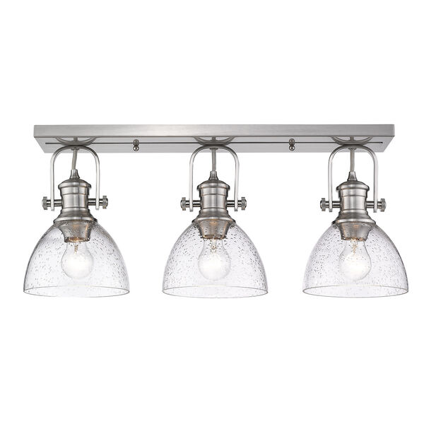 Hines Pewter 25-Inch Three-Light Semi-Flush Mount with Seeded Glass, image 3